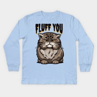 Grumpy Fluff: Cat with Attitude Kids Long Sleeve T-Shirt